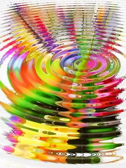Multi coloured ripple of water