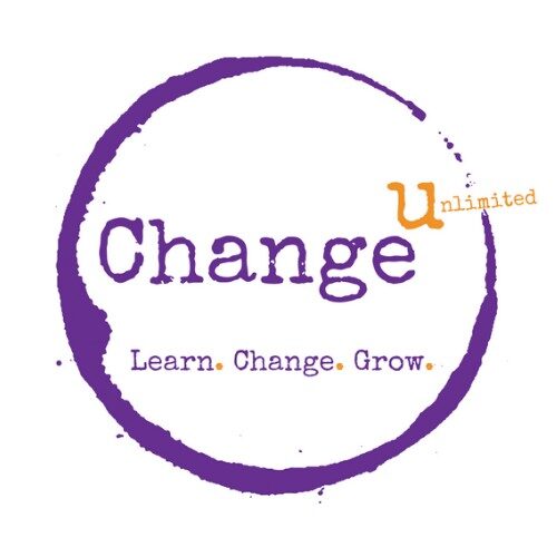Change U Logo Purple circle withe the worse Change U. Learn. Change. Grow inside
